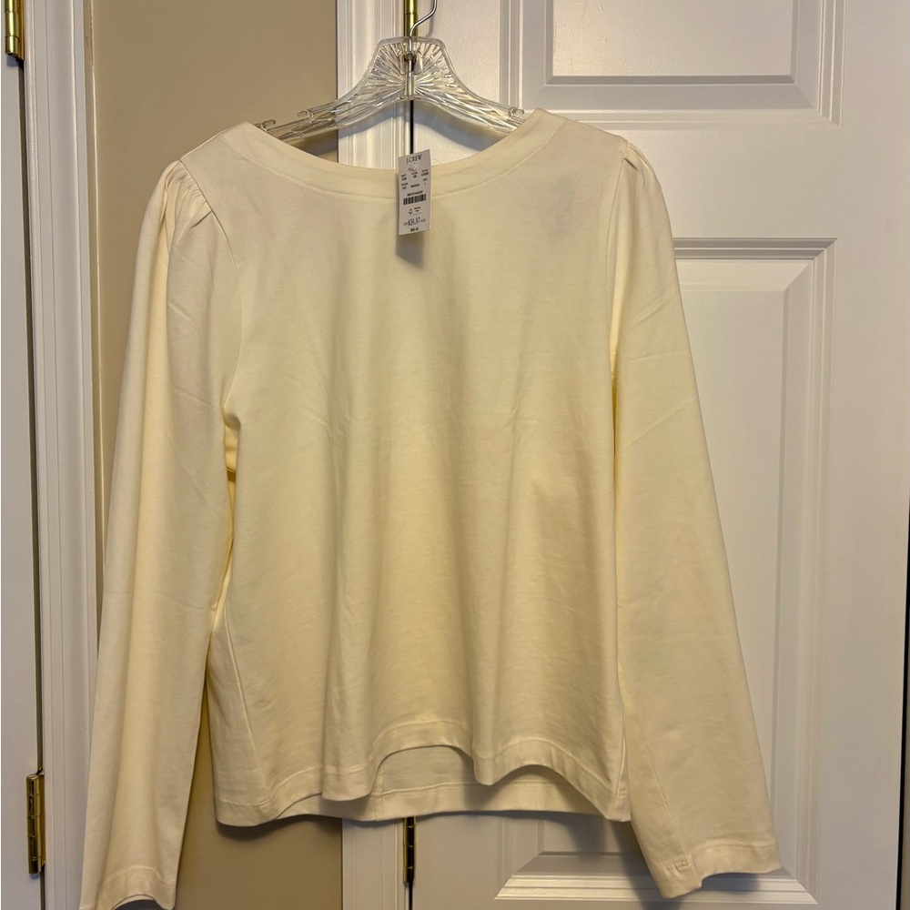 J. Crew Cream Long Sleeve Crew Neck Blouse NWT